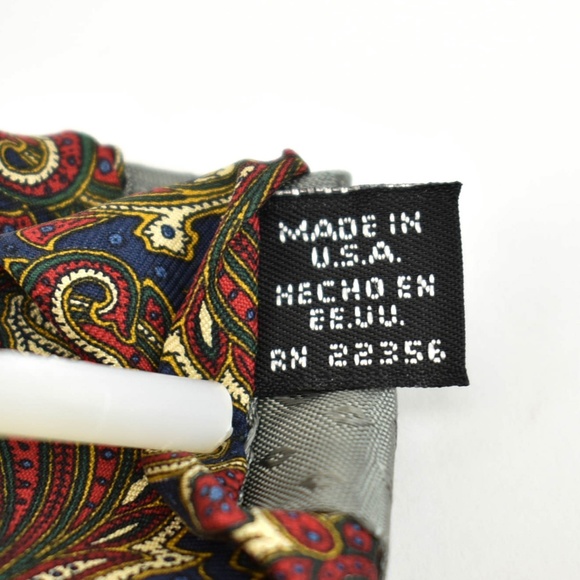 GIVENCHY: Navy Blue/Red Paisley & Logo Silk Tie mp - Picture 6 of 7